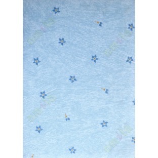 Blue yellow white color painting with small floral poly blackout roller blind   109391
